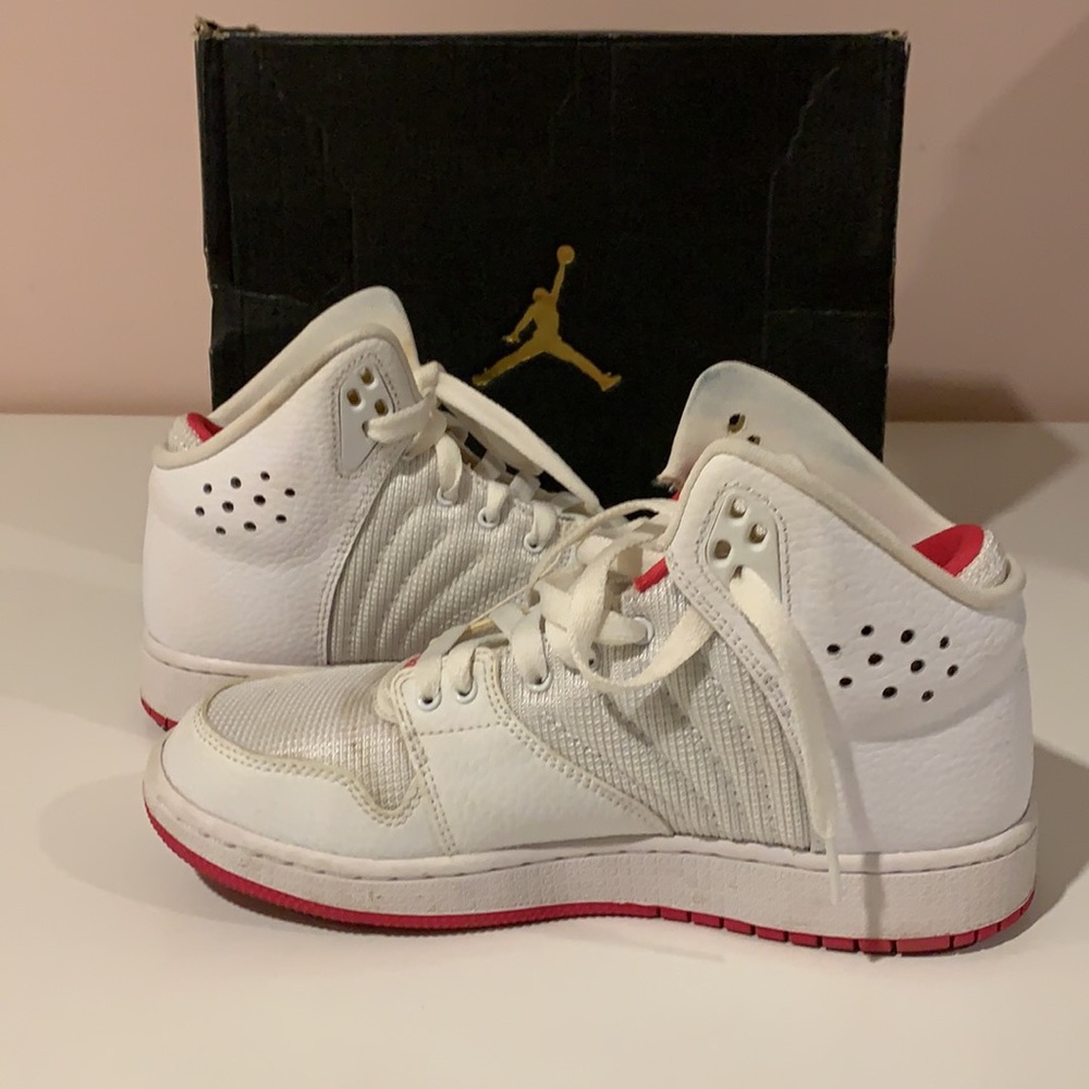 Nike Jordan white and hot pink hi tops